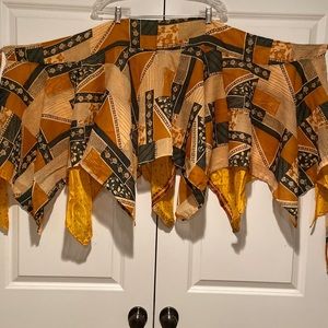 Vintage Silk Layered Handkerchief Hem Reversible Wraparound Skirt Flowy Mini